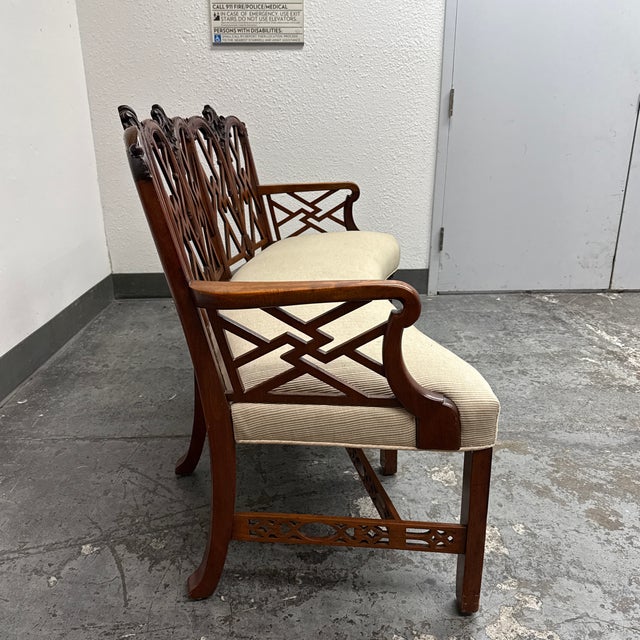 Chippendale Bench Settee, Vintage For Sale - Image 4 of 12