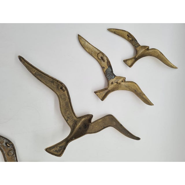 1970s Modernist Brass Wall Seagulls, 1960s, Set of 5 For Sale - Image 5 of 10