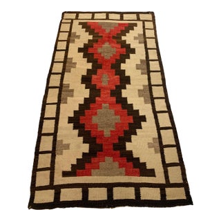 1900s, Handmade Antique Native American Navajo Style Rug 3.3' X 6' For Sale