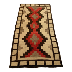 1900s, Handmade Antique Native American Navajo Style Rug 3.3' X 6'