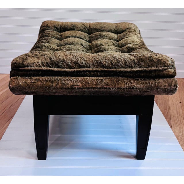 Wood 1960’s Mid-Century Modern Castro Convertibles Olive Tufted Ottoman For Sale - Image 7 of 9