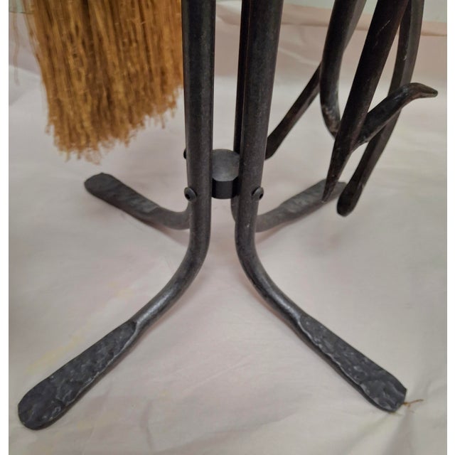 20th Century Forged and Hammered Iron Fireplace Stand With Tools Set For Sale - Image 13 of 14