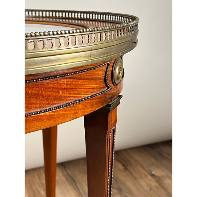 Brown Antique French Louis XVI-Style Mahogany Marble Top Bouillotte Table C. Early 20th Century For Sale - Image 8 of 9