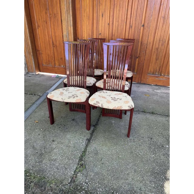 Lacquer and Fabric Dining Chairs by Pietro Costantini, 1980, Set of 6 For Sale - Image 3 of 13