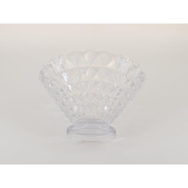 Hollywood Regency Vintage Geometric Diamond Relief Patterns Crystal Bowl For Sale - Image 3 of 6