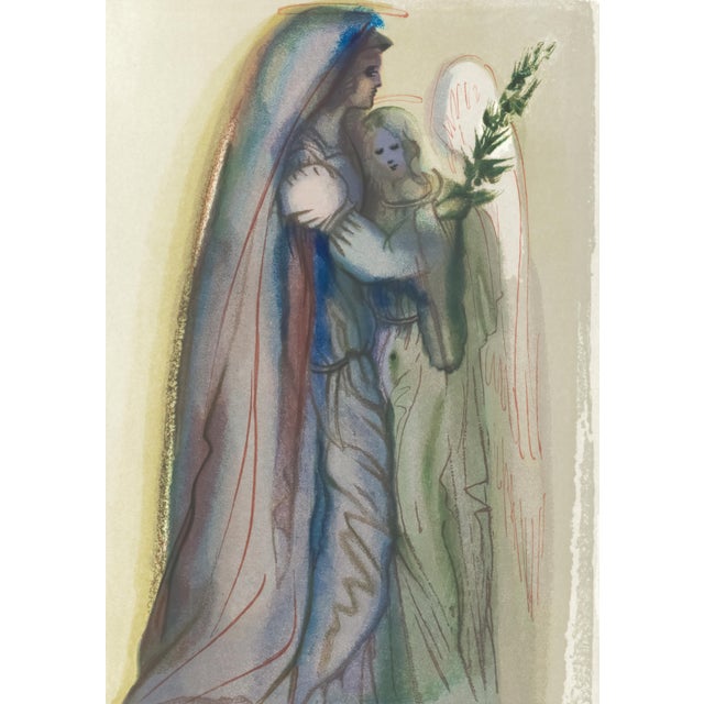 Abstract 1963 Dalí Divine Comedy Engraving Paradis Chant 32 "Archange Gabriel" (Archangel Gabriel) For Sale - Image 3 of 9