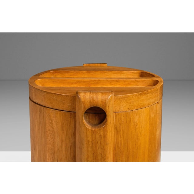 Mid-Century Danish Scandinavian Modern Ice Bucket in Solid Teak by Royal Teak Designs, Thailand, Circa 1970's For Sale - Image 9 of 12