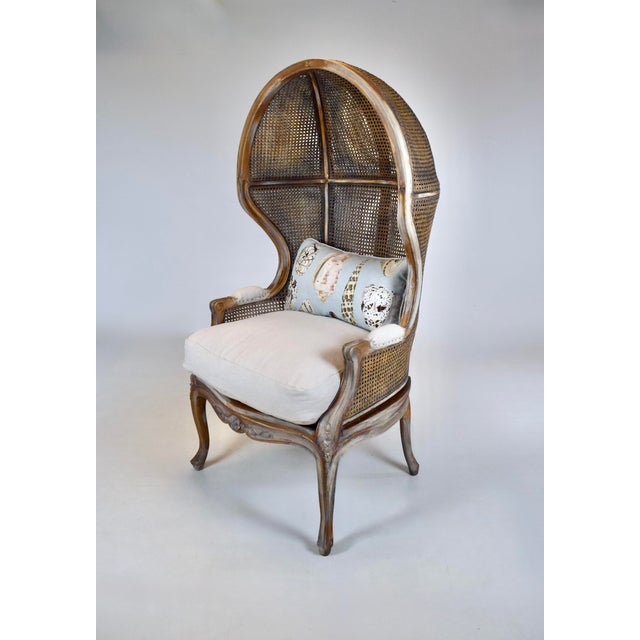 Vintage Canopy Porter Chair French Country Louis XV Style, Double Cane For Sale - Image 4 of 13