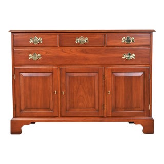 Henkel Harris American Colonial Cherry Wood Sideboard Buffet or Bar Cabinet, Newly Restored For Sale