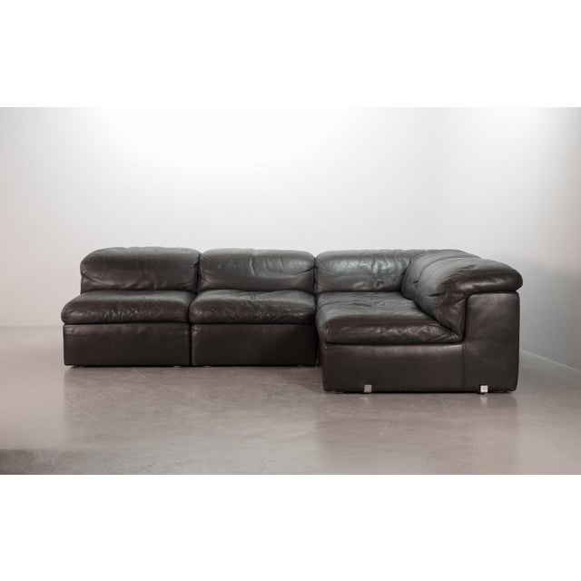 Mid-Century Modern Modular Jeep Sofa in Grey Leather, 1970s, Set of 4 For Sale - Image 3 of 18