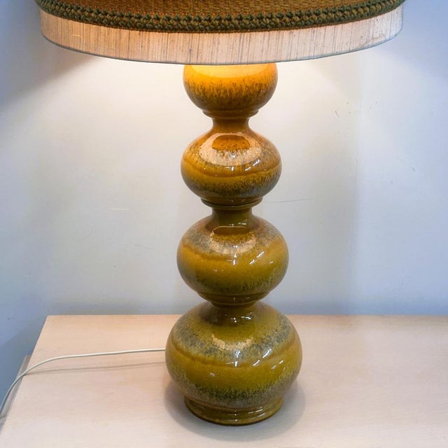 Large German Mustard Ceramic Lamp from Kaiser Leuchten, 1970s For Sale - Image 4 of 13