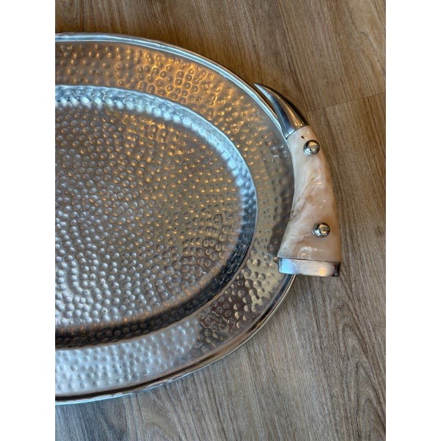 Plastic 1990s Large Silver Serving Tray For Sale - Image 7 of 12