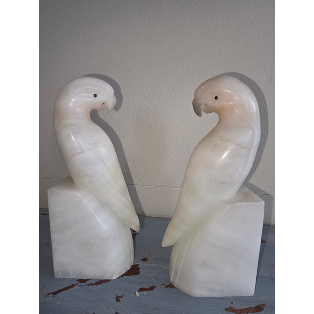 Shabby Chic Vintage Alabaster Parrot Bookends For Sale - Image 3 of 15