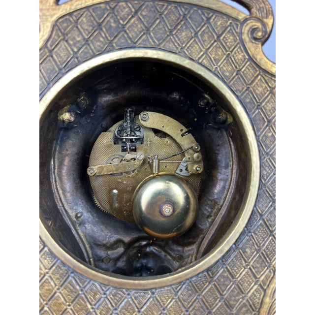Vintage French Brass Ornate Cherub Mantel Clock For Sale - Image 11 of 13