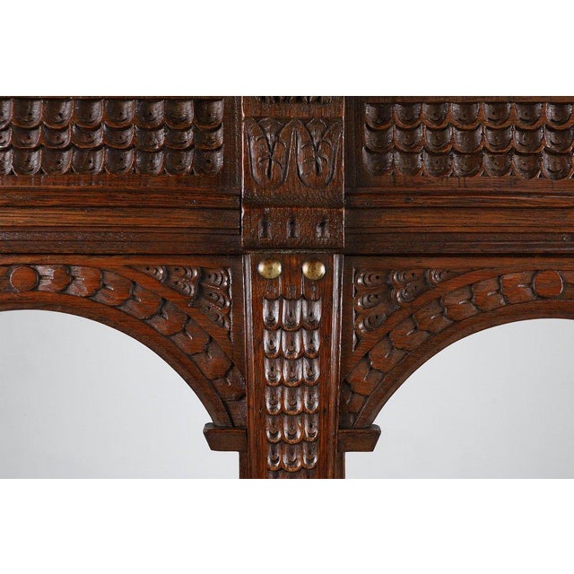 Antique Gothic French Oak Carved High Back Panel Bench, 1700s For Sale - Image 4 of 16