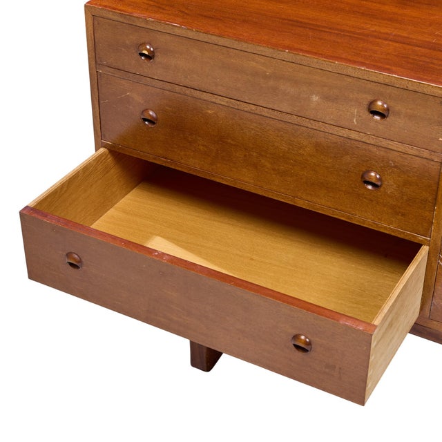 Wood Helge Vestergaard-Jensen for Peder Pedersen Mid Century Sculptural Danish Teak 6 Drawer Dresser For Sale - Image 7 of 9