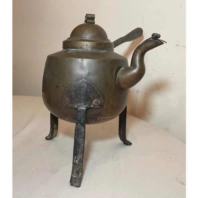 19th Century Antique 1800's Handmade Dovetailed Copper Wrought Iron Swedish Tea Kettle Pot For Sale - Image 5 of 11