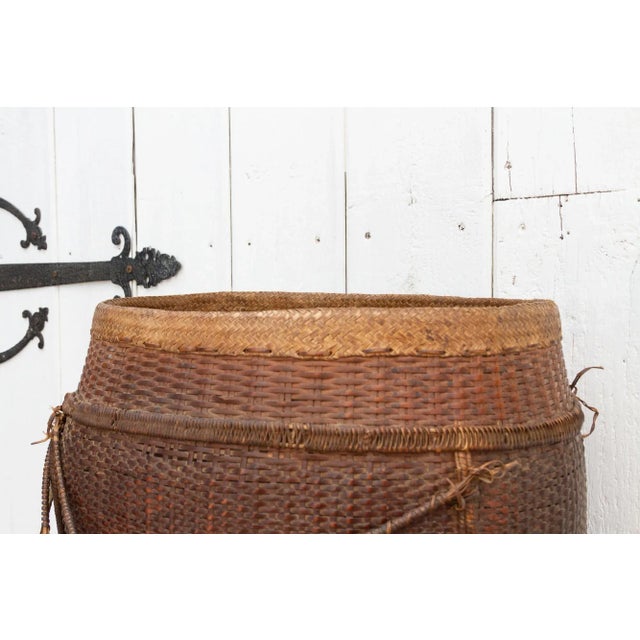 Rare Antique Double Woven Storage Basket From Burma For Sale In Los Angeles - Image 6 of 10