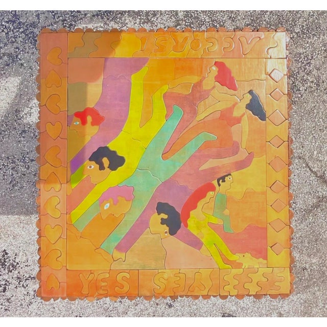 An imaginative American-style vintage Boho William Accorsi found object puzzle table, showcasing whimsical artistry and...
