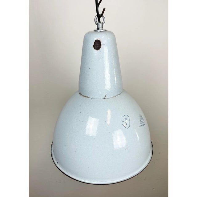 Industrial Grey Enamel Pendant Lamp from Polam, 1960s For Sale - Image 6 of 13