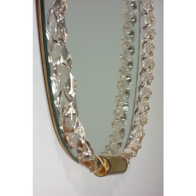 Art Deco Twister Pink Murano Glass Wall Mirror from Seguso, 1930s For Sale - Image 4 of 10