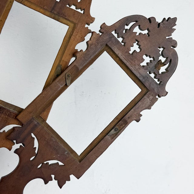 Antique Victorian Folding Photo Frame Stand in Walnut, 1890s For Sale - Image 9 of 14