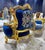 1990s Blue Bergère Wing Chair – French Style Armchair With Gold Leaf Details For Sale - Image 4 of 8
