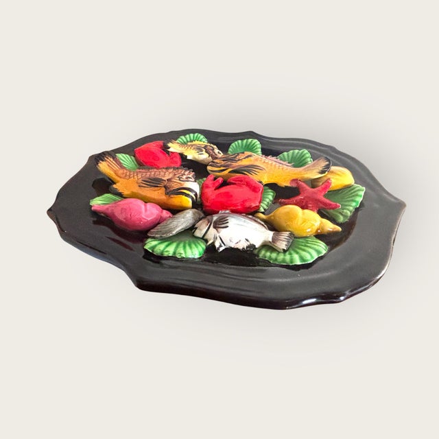 Large decorative ceramic wall plaque made in Vallauris, France, in the 1960s. Vallauris is a major center of post-war...