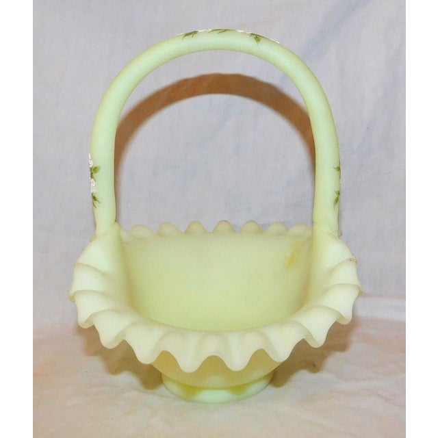 Mid 20th Century Fenton Custard Glass Basket Chairish