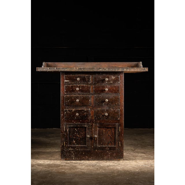 Brutalist 1930s Vintage Industrial Workbench Cabinet With Dividers For Sale - Image 3 of 8