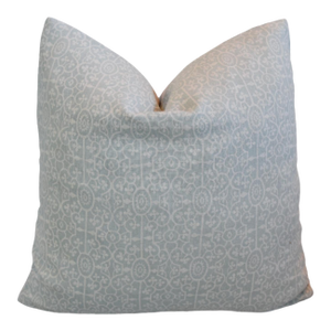 Designer Raoul Petra Robins Egg Blue & White Silk/Hemp Feather/Down Pillow