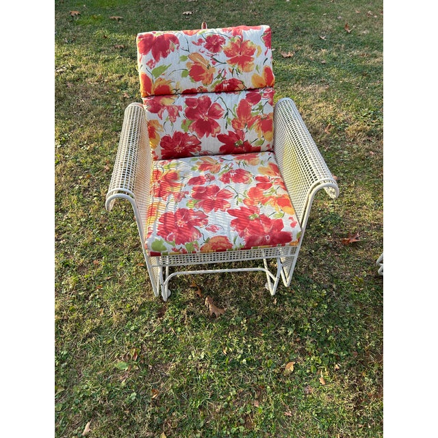 American Vintage Woodard Conversation Seating, Ottoman, & Tables, Attributed, 6 Pieces For Sale - Image 3 of 12