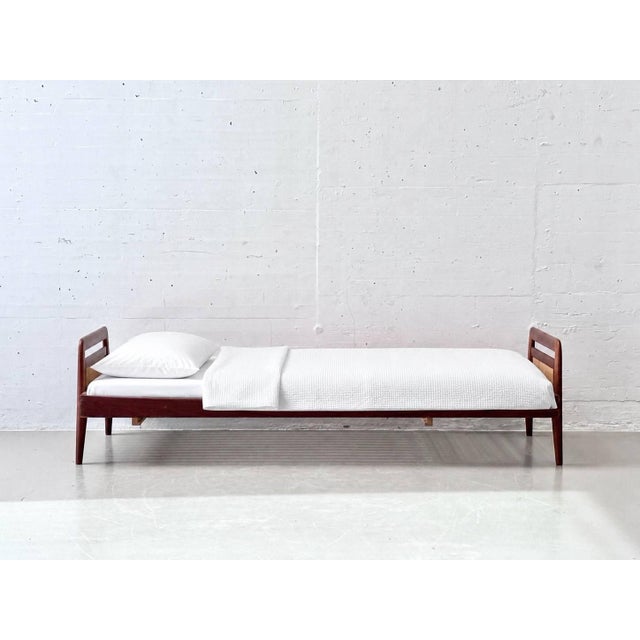 Swiss Form Teak Bed with Rattan Weave, Switzerland, 1950s For Sale - Image 17 of 17