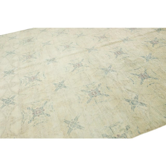 Beige Handmade Beige Modern Oushak Style Wool Rug With Allover Pattern For Sale - Image 8 of 9