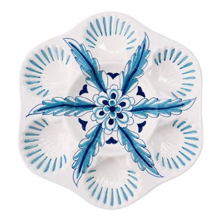 Italian Hand-Painted Ceramic Oyster Plate by Les-Ottomans For Sale
