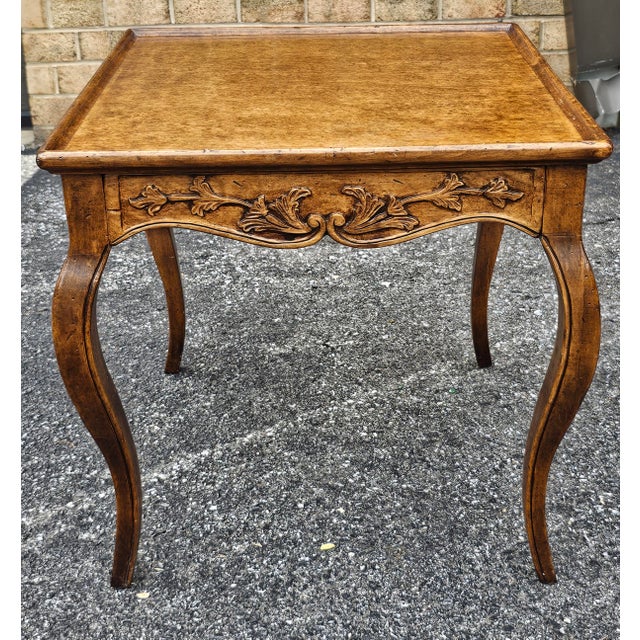 Late 20th Century Provincial Style Carved Fruitwood Single-Drawer Side Table For Sale - Image 5 of 10