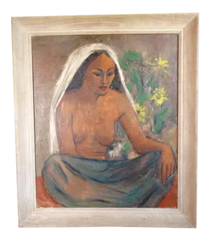 1961 "Native Woman" Figurative Nude Oil Painting by Edward Sotello, Framed