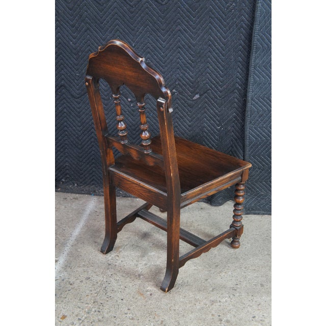6 Antique Jacobean Spanish Revival Oak Dining Chairs Gothic Arched Back For Sale - Image 12 of 15