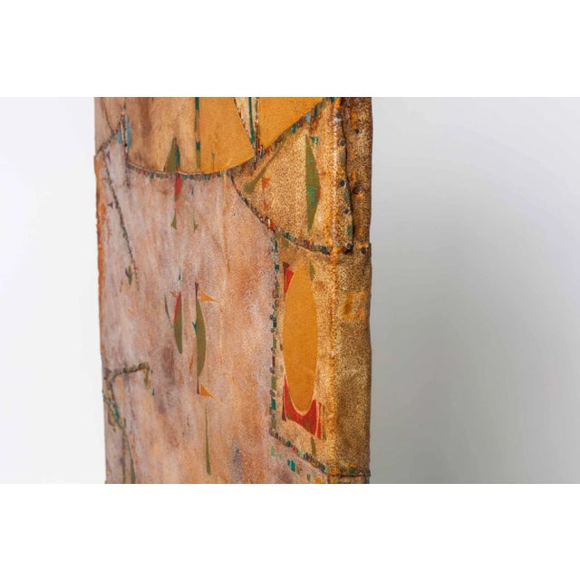 Animal Skin 1980s Joe Downing Mixed Media Rawhide Painting For Sale - Image 7 of 12