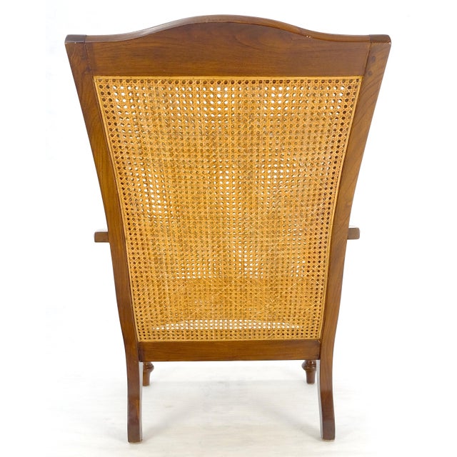 Solid Turned Teak Mid Century Modern Cane Back Lounge Chair MINT For Sale - Image 10 of 18