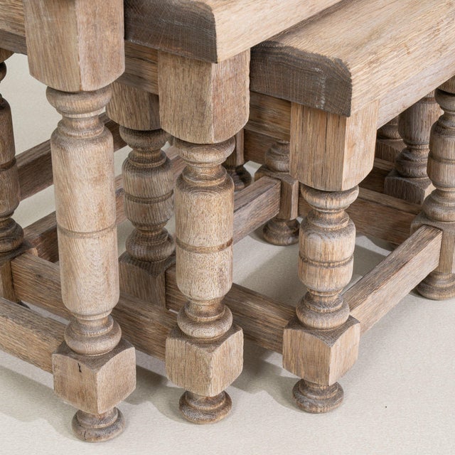 19th Century France Antique White Wood Nesting Table For Sale - Image 11 of 11
