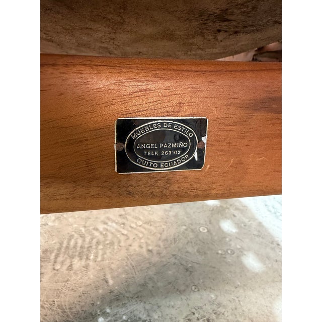 Animal Skin 1960s Set of 2 Mid Century Angel Pazmino Hand Tooled Leather Sling Safari Chairs For Sale - Image 7 of 12