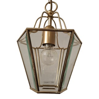 Vintage Brass and Glass Pendant Light From 1960s For Sale