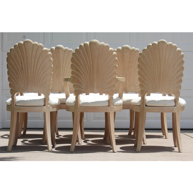 1980s Vintage Italian Hollywood Regency Grotto Shell-Back Dining Chairs - Set of 8 For Sale - Image 13 of 18