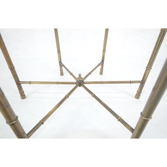 Metal Mastercraft Mid Century Modern Hexagon Top Faux Bamboo Legs Coffee Side Table For Sale - Image 7 of 12