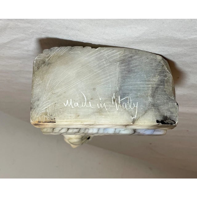 Antique Italian Carved Figural Alabaster Stone Cockatoo Bird Inkwell Sculpture For Sale - Image 15 of 16