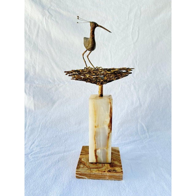 1960s Curtis Jere Mid Century Sandpiper With Nest Sculpture For Sale - Image 5 of 12