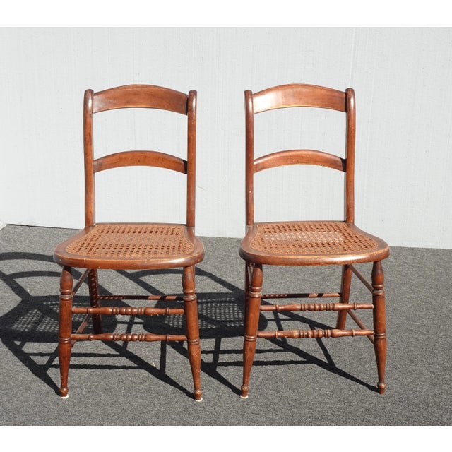 1950s Vintage French Country Brown Cane Side Chairs - a Pair For Sale - Image 13 of 13