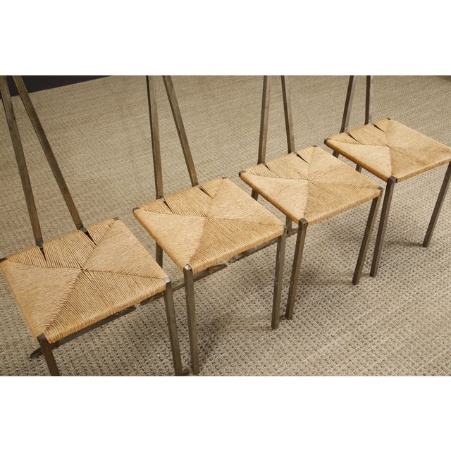 Beige Exceptionally Unique Set of 'Breteau' Wrought Iron Chairs, c 1955 France, Signed - Set of 4 For Sale - Image 8 of 12