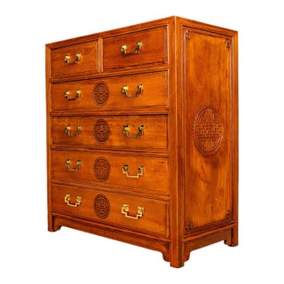 1950s George Zee Chinese Solid Wood Chest of Drawers - Long Life, Hong Kong For Sale